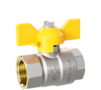 Кран шаровой латунный LD Pride GAS вн/вн бабочка (Ду15 Ру40 LD.47.350.15)
