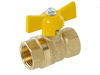 Кран шаровый латунный Стандарт газ 230 вн/вн бабочка Галлоп (Ду15 Ру40)