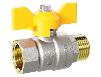 Кран шаровой латунный LD Pride GAS вн/нр бабочка (Ду15 Ру40 LD.47.352.15)