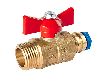 Кран шаровый латунный для дренажа Практик 135 нар/нар бабочка Галлоп (Ду15 Ру16)