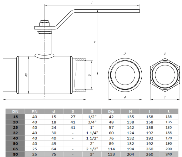 Кран шаровый LD КШЦМ Energy Gas ПП чертеж