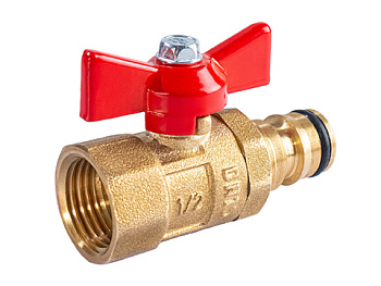 Кран шаровый латунный с быстроразъемным соединением Практик 136 вн/нар бабочка Галлоп (Ду15 Ру16)