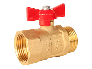 Кран шаровый латунный Практик 131 вн/нар бабочка Галлоп (Ду15 Ру16)