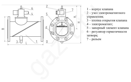 Клапан газовый запорный электромагнитный КЗГЭМ-У фланцевый