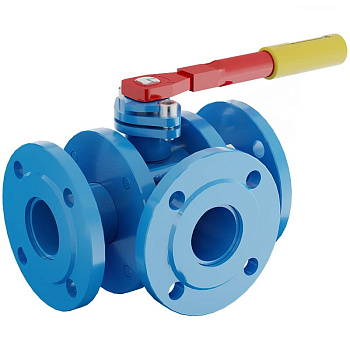 Кран шаровой КШ фланцевый трехходовой полнопроходной разборный Г-образный 11с67п (Ду15 Ру16)