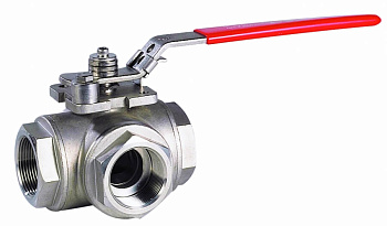 Кран шаровый трехходовой из нержавеющей стали муфтовый Т-тип (Ду8 Ру40 вн-вн-вн)