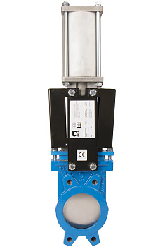 Задвижка шиберная A-01-D/A-M чугунная межфланцевая с пневмоприводом (А-011-01 Ду65 Ру10)