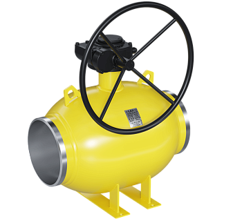 Кран шаровый LD КШЦПР Gas приварной с редуктором полнопроходной сталь 12Х18Н10Т (Ду200 Ру25)