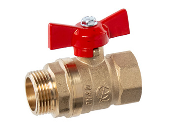 Кран шаровый латунный Стандарт 231 вн/нар бабочка Галлоп (Ду15 Ру40)